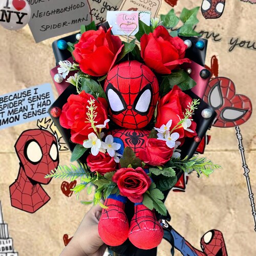 Marvels Spiderman Crochet Spiderman Mini Bouquet Etsy