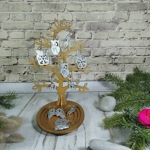Tree for earrings + Earrings of 6 types Laser cut files SVG, DXF CDR vector plans laser cutting, cnc pattern, glowforge files, cnc project,