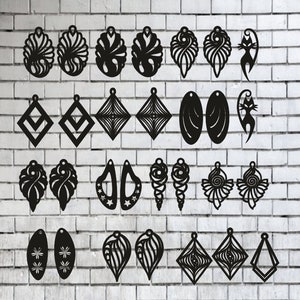 Earrings 30 pieces Laser cut Files SVG DXF CDR Glowforge vector plans, files Instant download, cnc pattern, cnc cut, laser cut