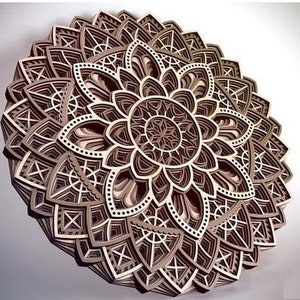 Mandala a 8 strati, file tagliati al laser SVG, file DXF CDR Glowforge, file vettoriali, piani laser, modello CNC, file per router CNC tagliato al laser