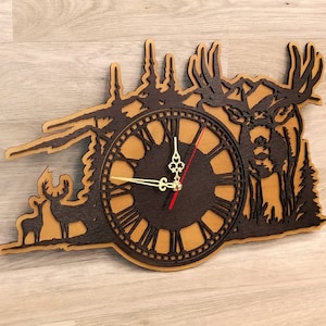 Clock. Deer   Laser cut files SVG DXF CDR Glowforge file vector plans laser file cnc pattern cnc cut laser cut cnc router file