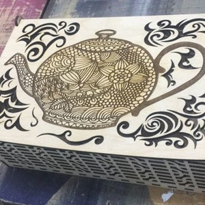 Boîte à thé Fichiers découpés au laser SVG DXF CDR Glowforge fichier plans vectoriels fichier laser modèle cnc découpé au laser fichier de routeur cnc découpé cnc