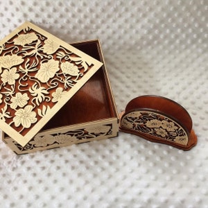 Flower box and Napkin Holder Laser cut files SVG DXF CDR Glowforge file vector plans laser file, cnc pattern, cnc cut laser cut cnc router