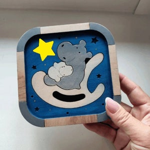 Puzzle Behemoth.  Laser cut files SVG DXF CDR vector plans, files Instant download glowforge files, cnc project, laser cnc