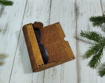 Custodia per occhiali. Orizzontale. File tagliati al laser SVG DXF CDR, progetti vettoriali, file, download immediato di file glowforge, progetto CNC, laser