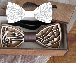 Bow Tie SVG, Music Notes Design, Digital Craft  Glowforge Download SVG, Dxf, Cdr, Pdf