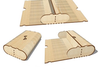 Estuche para gafas de madera de 3 mm, diseño digital Glowforge. Descarga SVG, DXF, CDR y PDF.