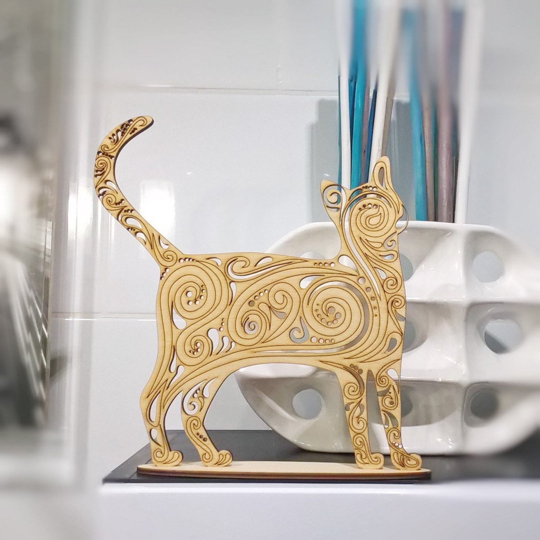Cat Decoration Laser Cut Files SVG, DXF CDR Vector Plans Laser Cutting ...