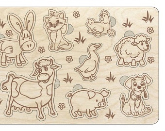Animal Puzzle Laser Cut Files, Digital Craft  Glowforge Download SVG, Dxf, Cdr, Pdf