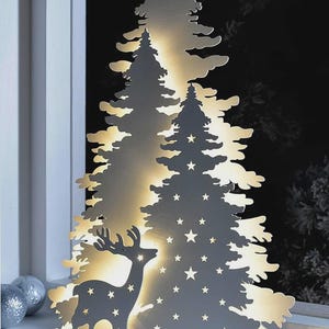 Lámpara de noche de ciervo, corte láser, artesanía digital Glowforge, descarga / SVG, DXF, CDR, PDF