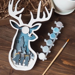 Panno.The head of a deer. 6 layers   Laser cut files SVG DXF CDR vector plans, files Instant download glowforge files, cnc project, laser