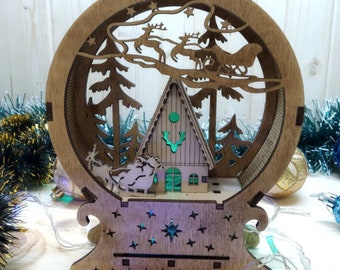 Christmas House Laser Cut File Digital Craft Glowforge Download  SVG, Dxf,Cdr,Pdf
