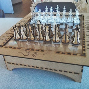 Chessboard and pieces Laser cut files SVG, DXF CDR Glowforge file vector plans laser file, cnc pattern, cnc cut laser cut cnc router file