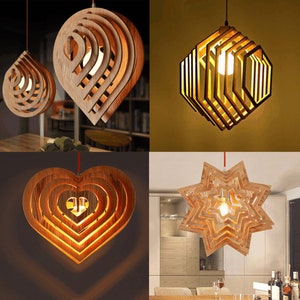 Chandeliers of 4 types.  Laser cut files SVG, DXF CDR vector plans laser cutting, cnc pattern, glowforge files, cnc project, laser