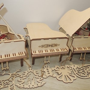 Piano. Archivos cortados por láser SVG, planes vectoriales DXF CDR corte por láser, patrón cnc, archivos glowforge, proyecto cnc, láser
