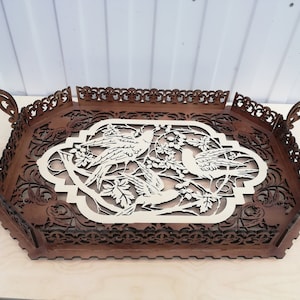 Tray with birds  Laser cut files SVG, DXF CDR Glowforge file vector plans laser file, cnc pattern, cnc cut laser cut cnc router file