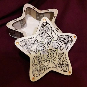Geschenkdoos Ster. Laser gesneden bestanden SVG DXF CDR Glowforge vector plannen, bestanden Instant download, cnc patroon, cnc gesneden, laser gesneden