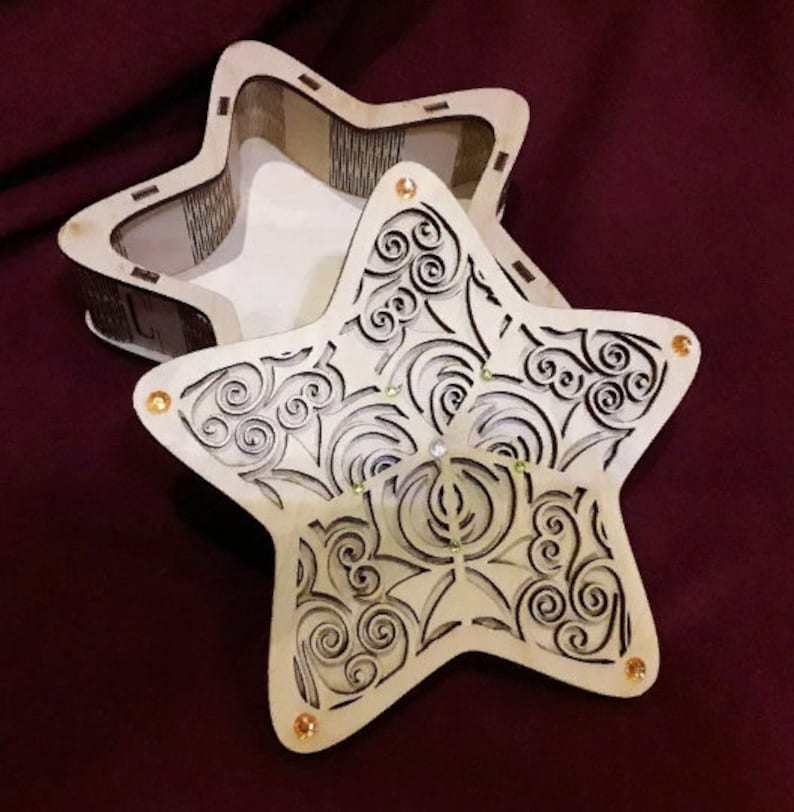 Gift Box Star. Laser Cut Files SVG DXF CDR Vector Etsy