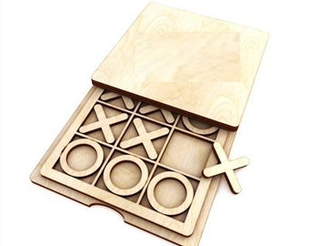 Gioco da tavolo Tic Tac Toe Digital Craft Glowforge Scarica SVG, Dxf, Cdr, Pdf