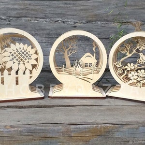 Tunnels lente zomer en herfst lasergesneden bestanden SVG DXF CDR Glowforgefile vector plannen laserbestand cnc patroon cnc gesneden lasergesneden cnc router