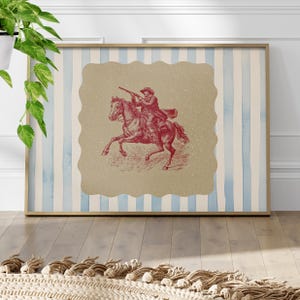 Vintage Cowboy Blue Stripped Poster or Canvas Print, Retro Rodeo Wall Art, Mid Century Modern Western Decor, Rustic Farmhouse Cowgirl Print