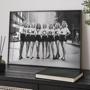New York Ladies In a Line Vintage Style Art Poster or Canvas, Black And White Chorus Line New York Dancers Photo Wall Art, New Yorker Poster