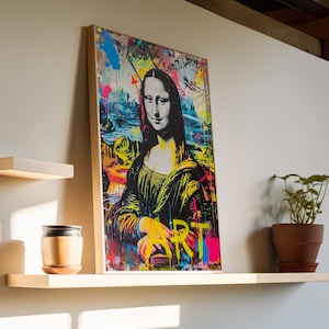 Mona Lisa Altered Art Graffiti Text Street Style Pop Culture Art Print, Maximalist Hip Hop Style Iconic Art Colorful Hyper Poster Art