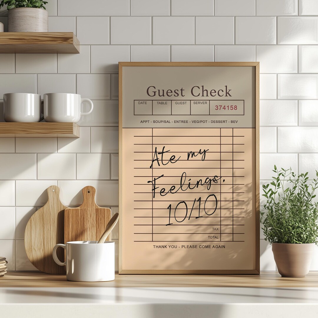 Ate My Feelings Warm Beige Guest Check Art Poster or Canvas Print ...