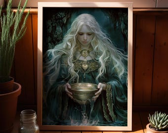 Danu Celtic Goddess Art Poster or Canvas Print, Irish Goddess Wall Art, Irish Mythology Mother Goddess Divine Feminine, Mythology Art Print