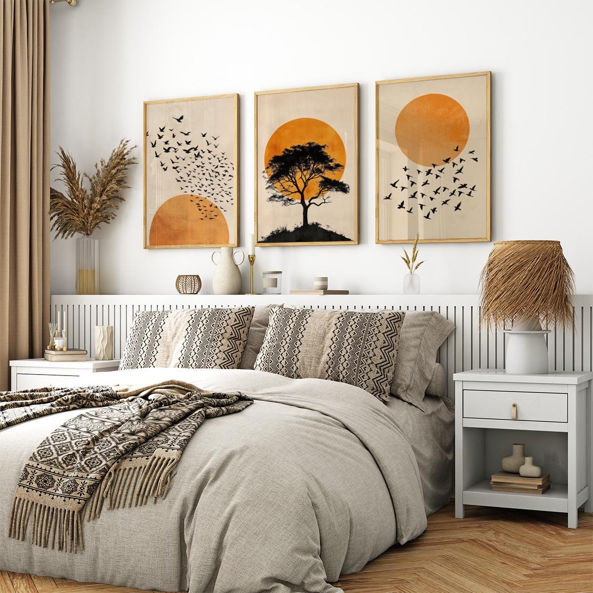 Sun 3 Piece Set Japanese Wall Art Poster or Canvas Print, Triptych