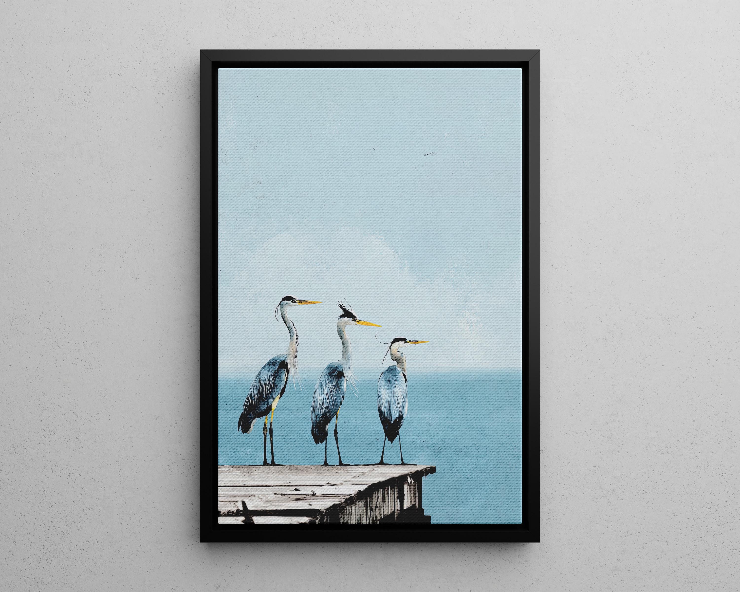 Coastal Birds Wall Art Set of 2 Poster or Canvas Print, Blue Heron and ...