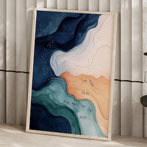 Take Time Swirly Watercolor Abstract Wall Art Poster or Canvas Print, Calm Art, Wellness Breathe Home Office Motivational Wall Decor