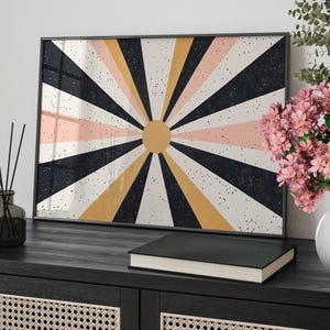 Abstract Sunburst Starry Night Sky Wall Art Poster or Canvas Print, Abstract Geometric Minimalist Sun Poster, Modern Sunshine Art Home Decor