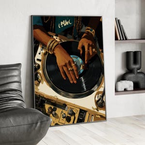 DJ Black Woman Fashion Wall Art Poster or Canvas Print, Black Beauty Woman Art, Feminist Print, Black Female Artist Wall Art Home Decor