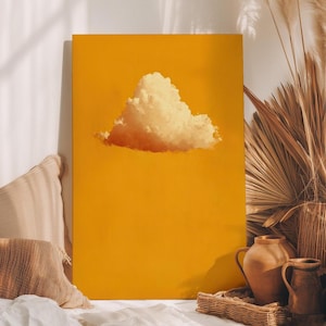 Mustard Yellow Cloud Wall Art Poster or Canvas Print, Minimalist Yellow Sky Print, Modern Abstract Sunny Room Decor, Gold Spring Prints