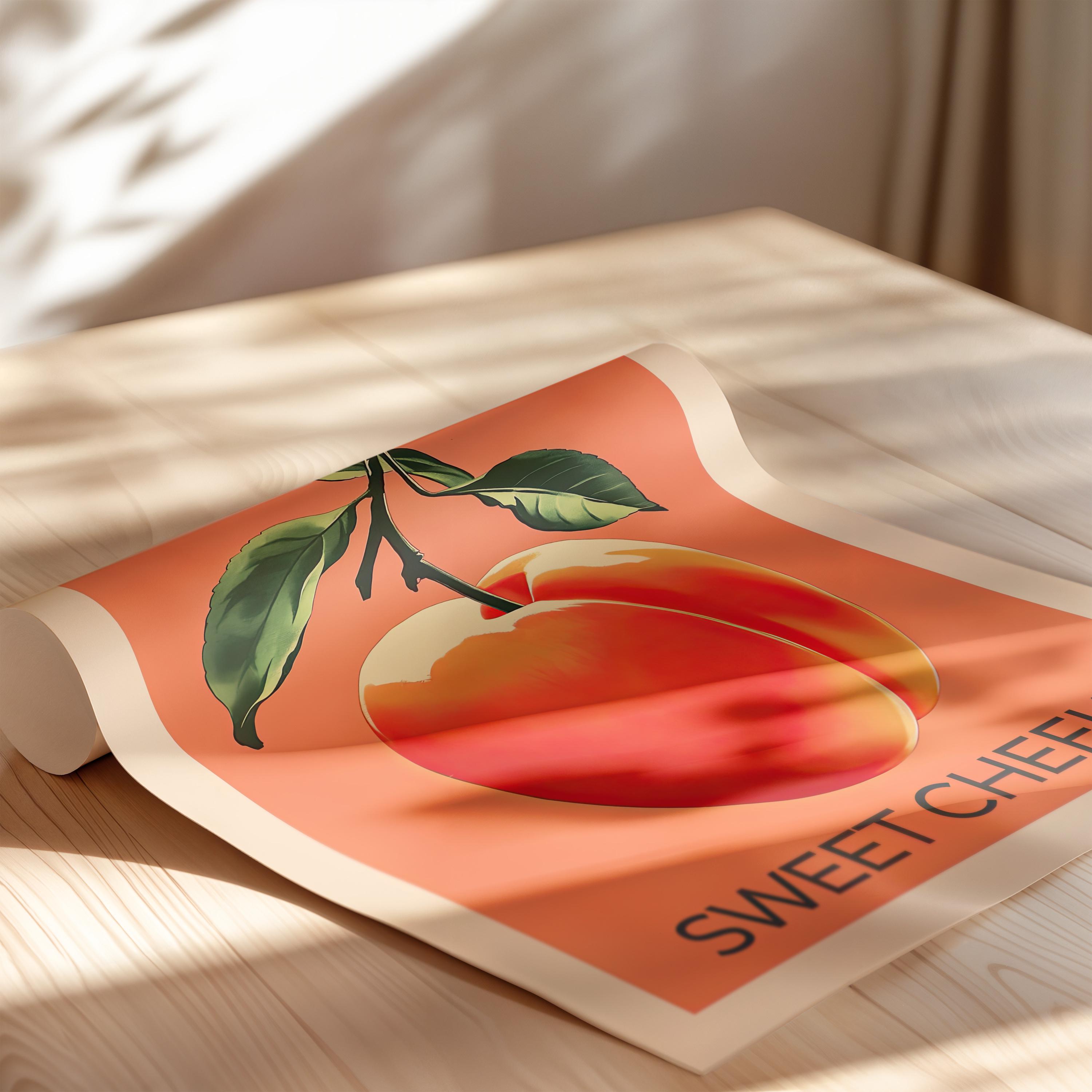 Take a Seat Sweet Cheeks Funny Retro Typography Wall Art Poster or Canvas Print, Funny Peach Art Print, Funny Bathroom Decor, Nice Bum Art