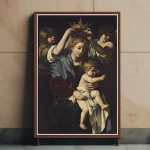 The Crown by Bartolomeo Cavarozzic Altered Art Print Canvas or Poster, Crowned Woman Vintage Dark Moody Victorian Queen Being Crowned Art