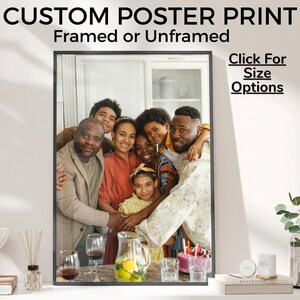 Impressão de pôster simples personalizado em todos os tamanhos, emoldurado ou sem moldura - pôster personalizado - pôster de foto de família - pôster de casamento retrato e vertical
