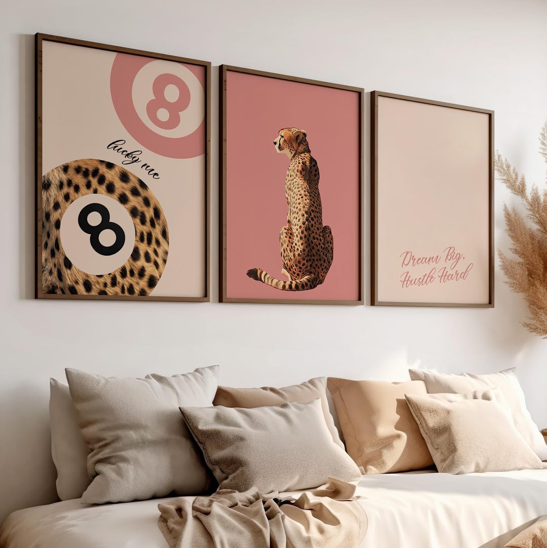 Rose Gold Leopard Animal Print Set of 3 Wall Art Poster or Canvas ...