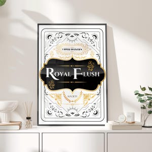 Elegant Royal Flush Funny Bathroom Wall Art Print or Canvas, Vintage Restroom Classic Toilet Poster, Playing Card Tarot Witchcraft Bathroom