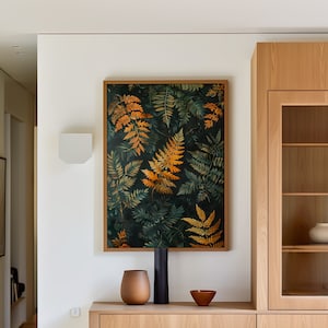 William Morris Kunst Druck oder Leinwand, Farn Blatt, Vintage Country Pflanze Geschenk für Hercore Dark Academia Dekor, Mitte des Jahrhunderts botanische