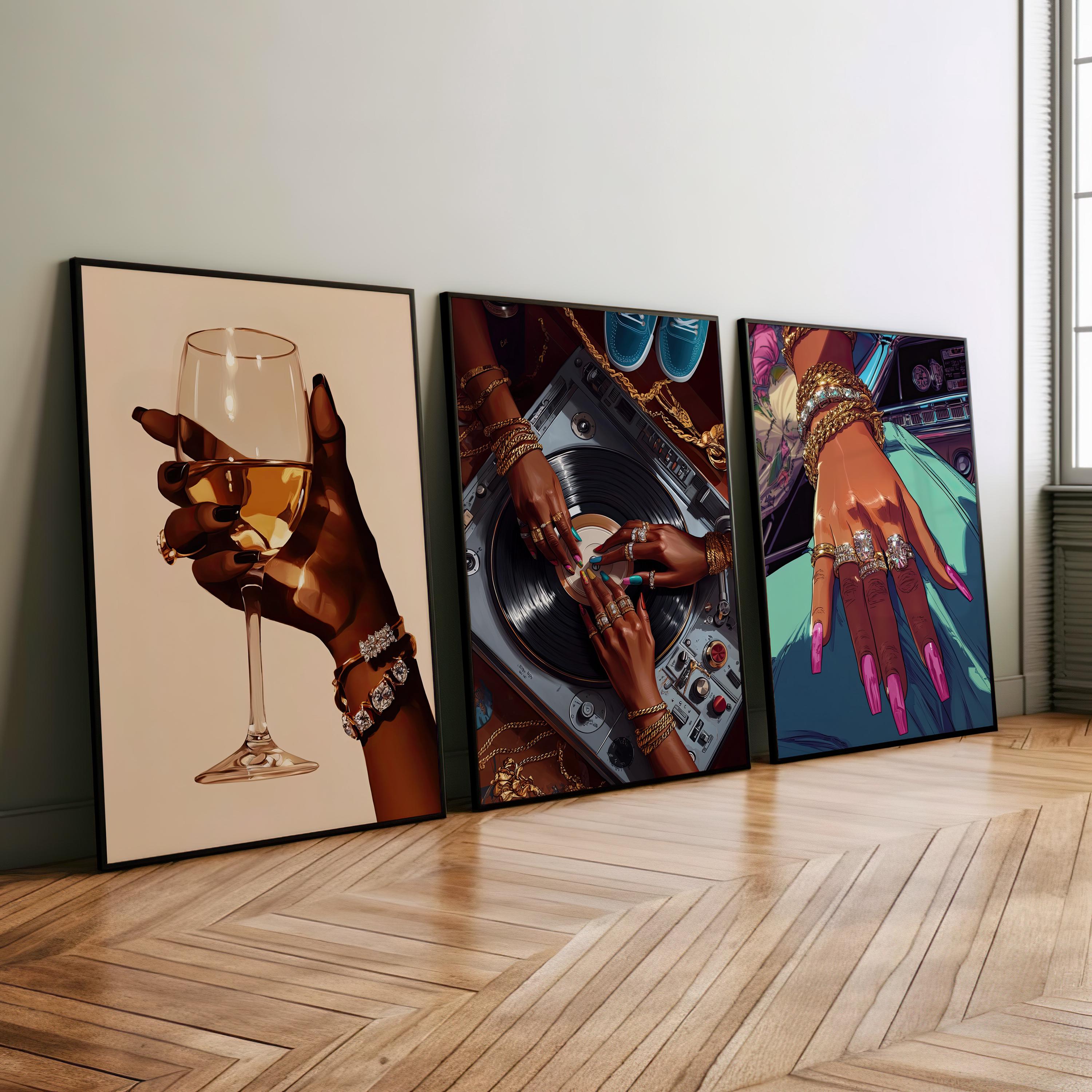 Black Woman Set of 3 Wall Art Poster or Canvas Print, Black Female Art ...