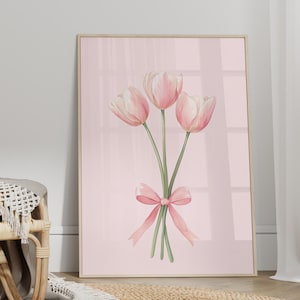 Coquette Tulip Room Decor Poster or Canvas Print, Trendy Soft Girl Pink Girly Y2k Cute, Love Shack Fancy Dorm Gifts For Gallery Wall Art