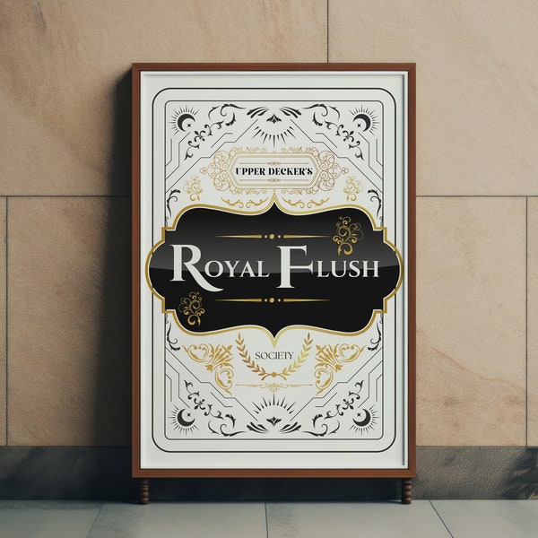 Elegant Royal Flush Funny Bathroom Wall Art, Vintage Restroom Decor, Classic Toilet Poster Playing Card Tarot Witchcraft Bathroom Wall Decor