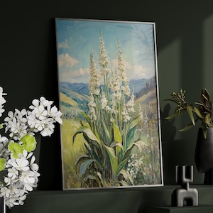 Lily of the Valley Oil Painting Poster or Canvas Print, Vintage Floral Wall Art, Botanical Nature Print, Elegant Greenery Cottagecore Decor