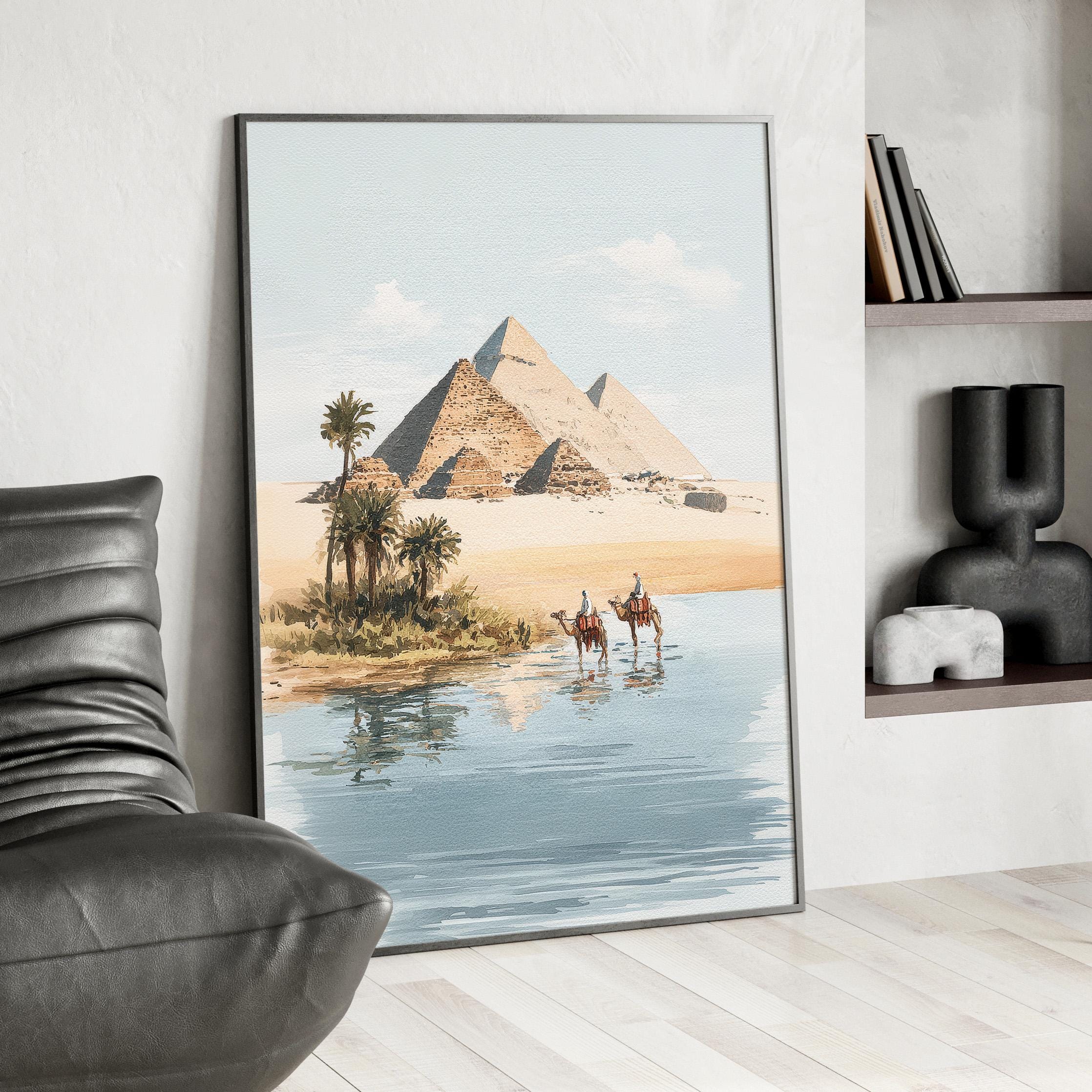 Watercolor Pyramids of Giza Art Poster or Canvas Print, Iconic Ancient ...