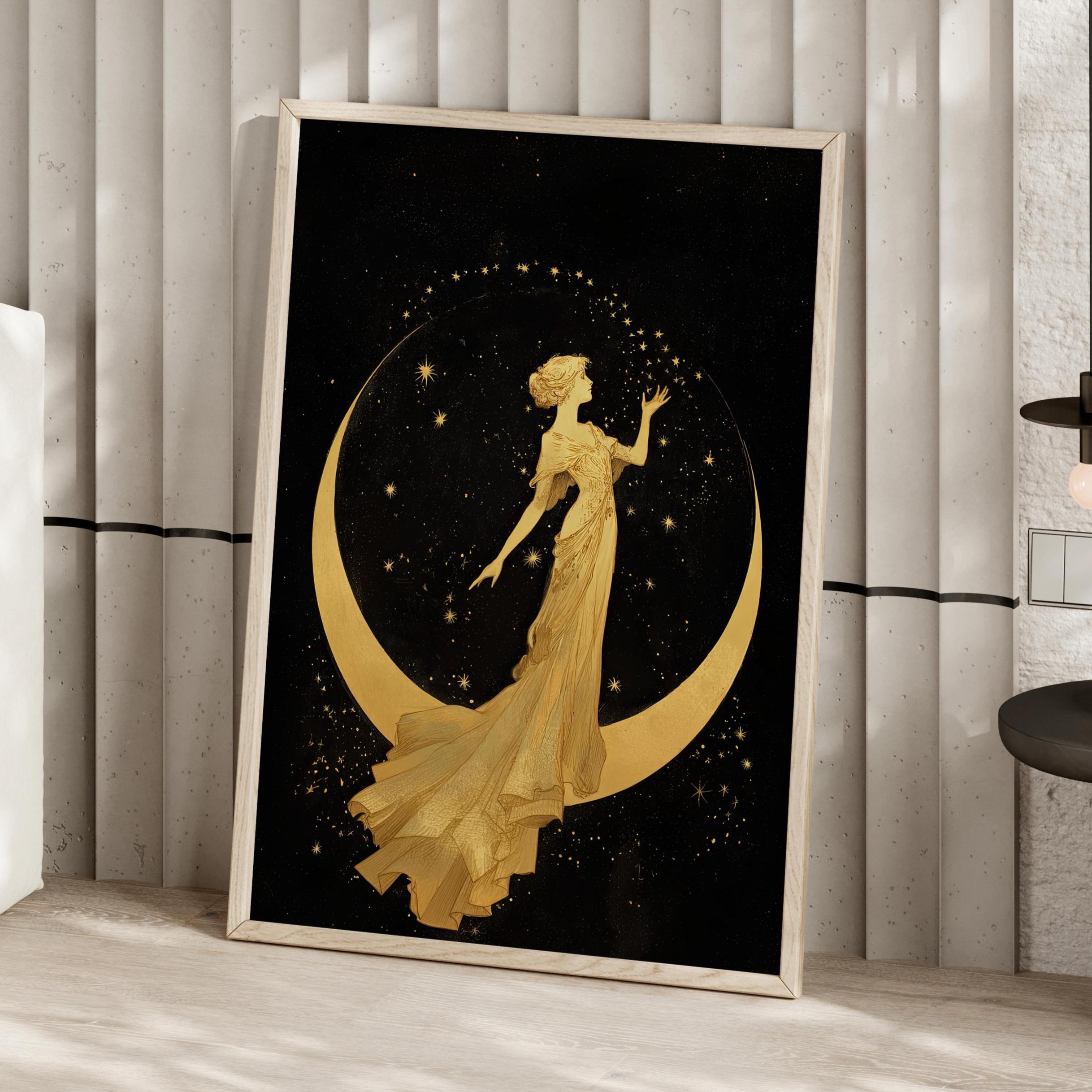 Affiche Vintage American Crescent Cycles - Femme Robe Jaune Printemps - Déco Murale