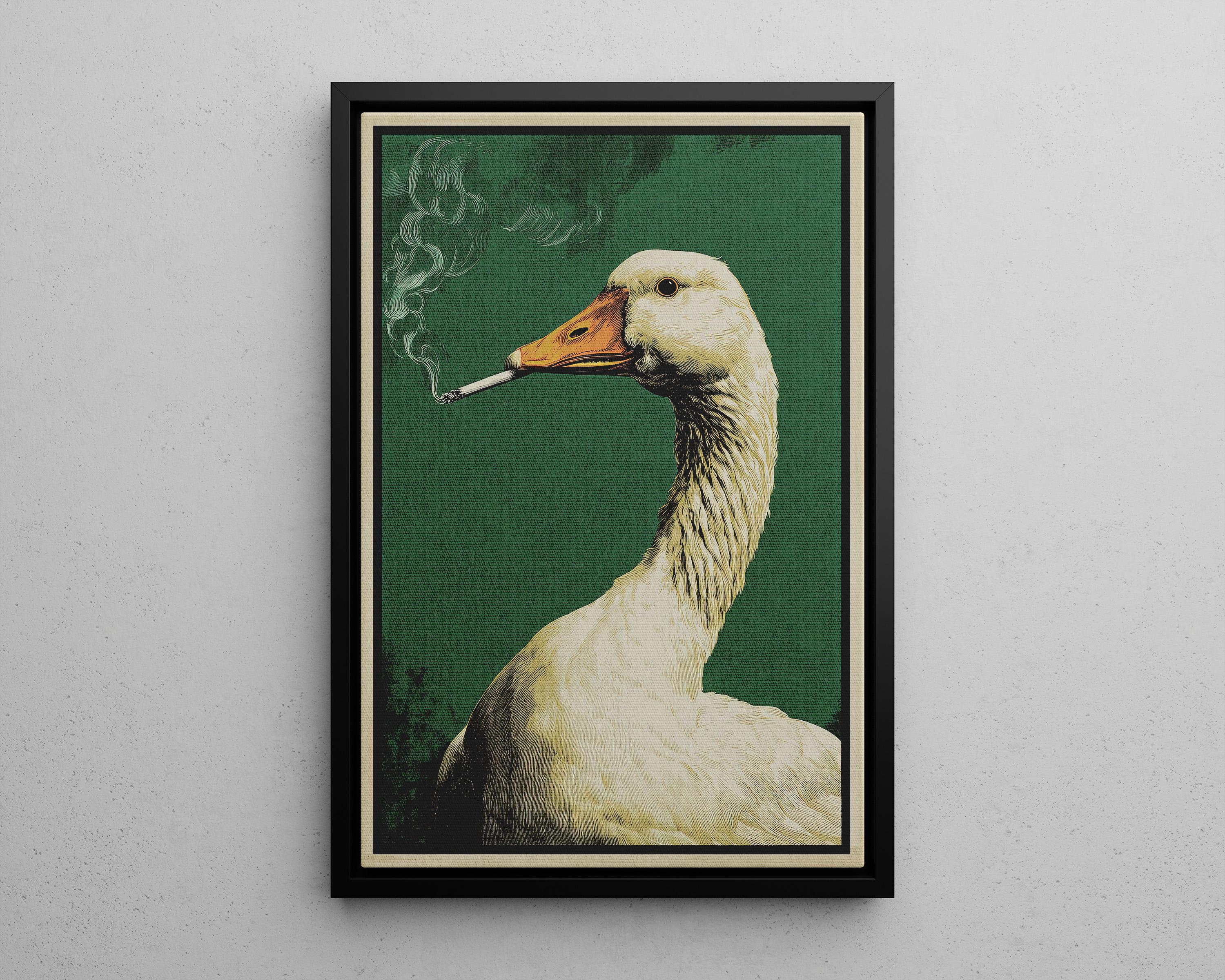 goose smoking a cigarette Goose Smoking Cigarette Vintage Poster Print or Canvas, Funny Retro Hunting  Art Cabin Wall Decor, Hunter Outdoors Art Print, Gift for Dad