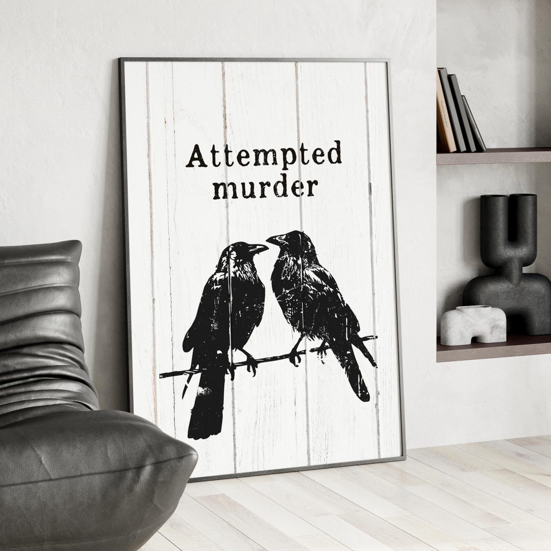 Vintage Crows for Attempted Murder Wall Art Print or Canvas, Black ...
