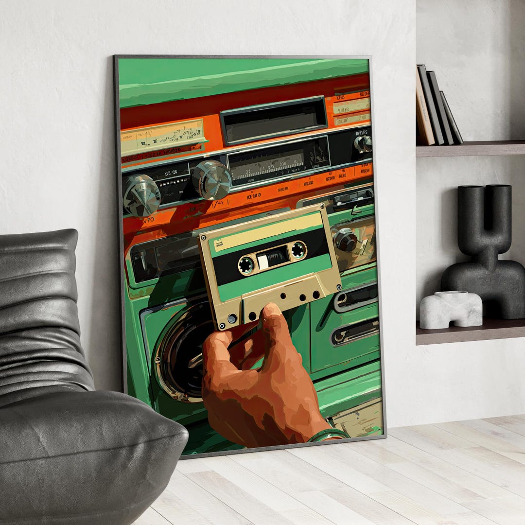 Retro 90s Cassette Player Wall Art Poster or Canvas Print, Vintage ...